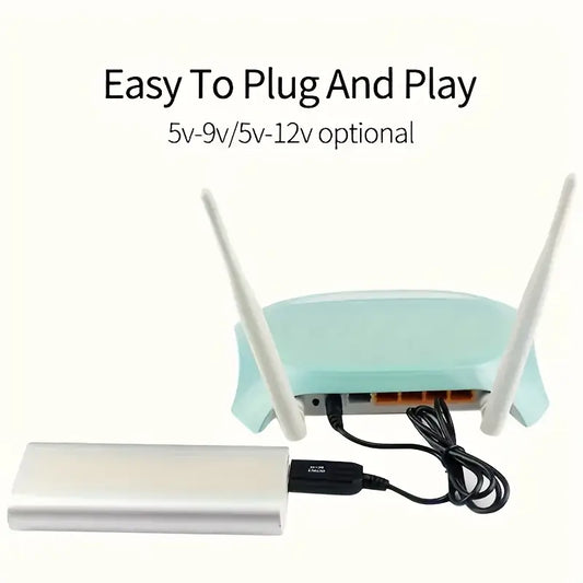 DC 5V to 9V/12V USB Cable WiFi to Powerbank Connector Boost